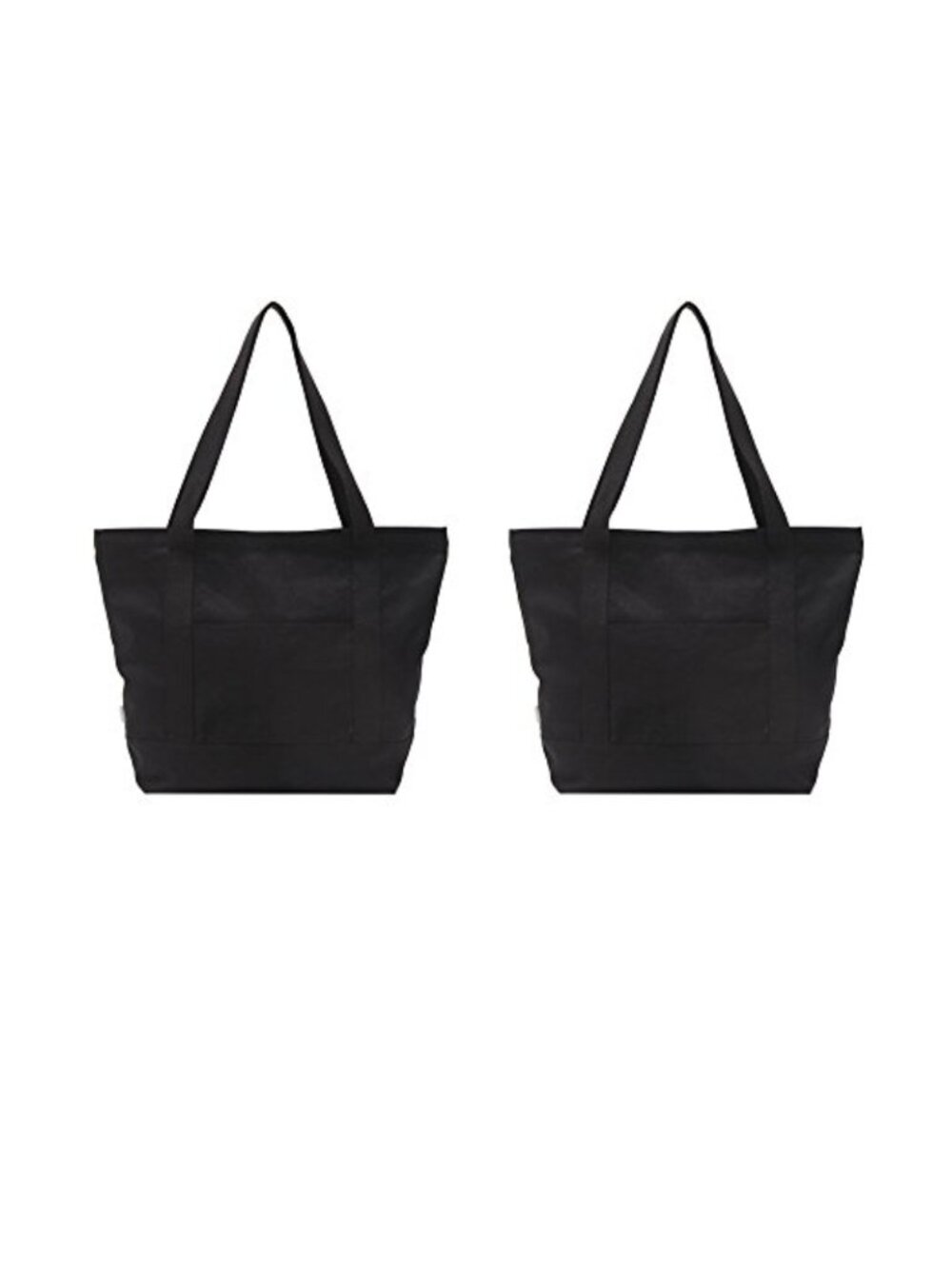 Heavy Duty 100% Cotton Canvas Zipper Tote Bag with Outer Pocket 2-Pack